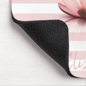 Tapis De Souris Fleur Lotus adorable.Bandes Blanches Rose (Coin)
