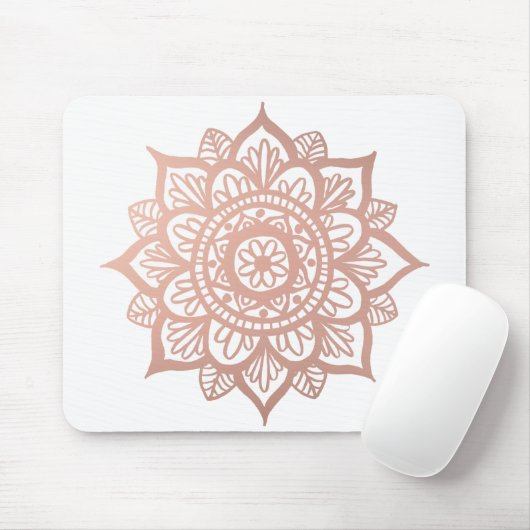 Tapis De Souris Fleur Mandala rose élégant (Avec souris)