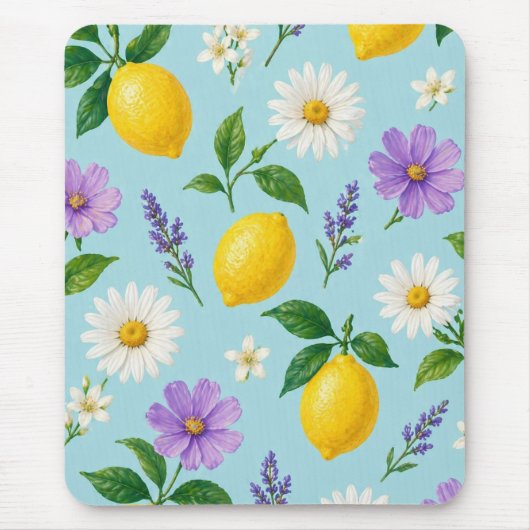 Tapis De Souris Fleur minimaliste citron (Devant)