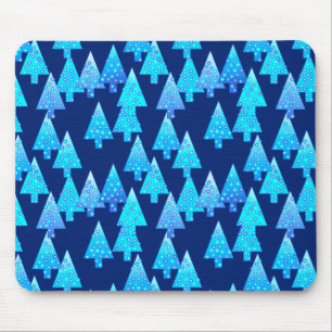 Tapis De Souris Fleur moderne arbres de Noël - bleu cobalt