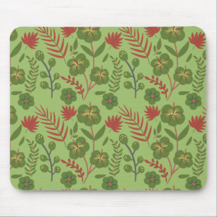 Tapis De Souris Fleur motif, branche, feuille fleurie verte sans s
