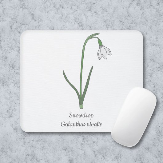 Tapis De Souris Fleur pastel botanique Snowdrop