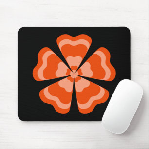 Tapis De Souris Fleur Rétro Orange Stylisée