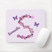 Tapis De Souris Fleur rose délicate Monogramme S Papillon Floral (Avec souris)