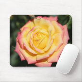 Tapis De Souris Fleur rose rose jaune chaud (Avec souris)
