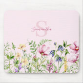 Tapis De Souris Fleur sauvage floral rose personnalisé (Devant)