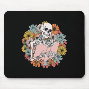 Tapis De Souris Fleur sauvage Floral Squelette Lecture Livre Bookw