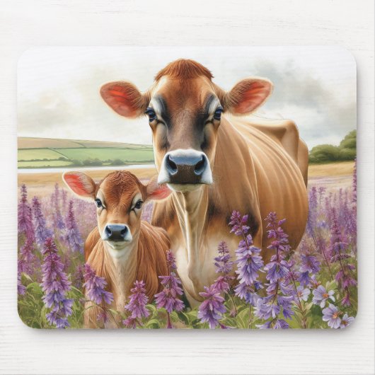 Tapis De Souris Fleur sauvage Jersey Cow et Calf (Devant)