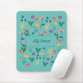 Tapis De Souris Fleur sauvage personnalisé Turquoise Mousepad (Avec souris)
