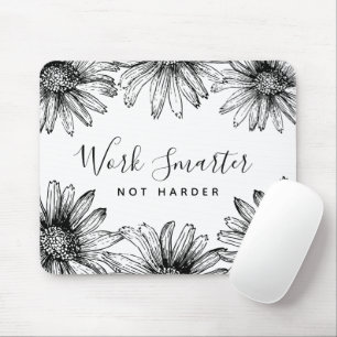Tapis De Souris Fleur simple noir et blanc
