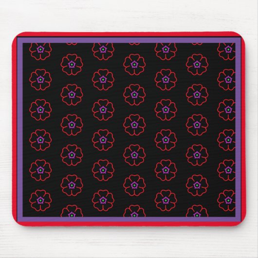 Tapis De Souris Fleur sur fond noir personnalisé (Devant)