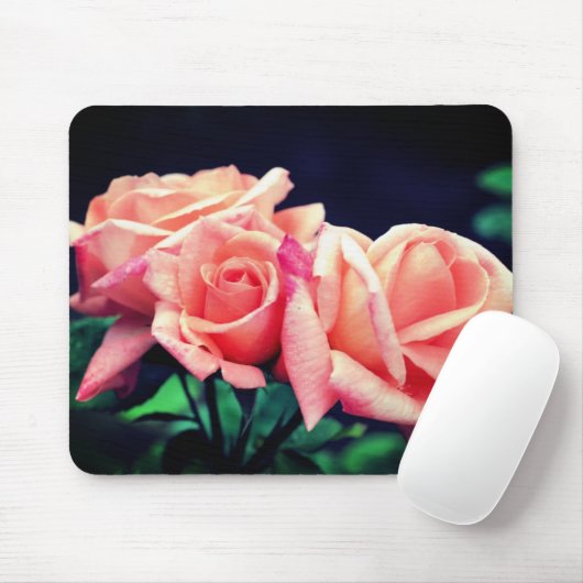 Tapis De Souris Fleur trio Rose (Avec souris)