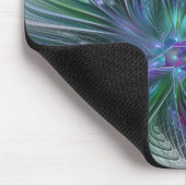 Tapis De Souris Fleur verte abstraite moderne fractale pourpre (Coin)