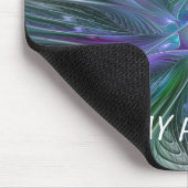 Tapis De Souris Fleur verte abstraite moderne fractale violette (Coin)