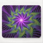 Tapis De Souris Fleur verte violette Art abstrait fractal moderne (Devant)