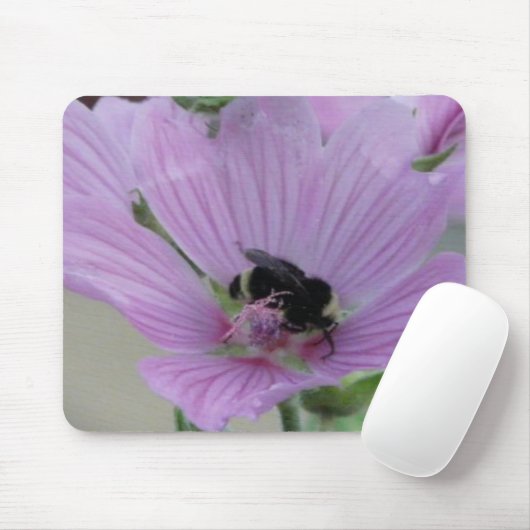 Tapis De Souris Fleur violet clair avec abeille (Avec souris)