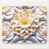 Tapis De Souris Fleurs 3D blanches et jaunes (Devant)