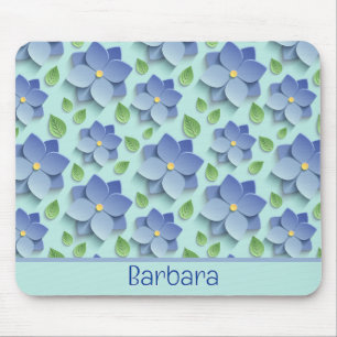 Tapis De Souris Fleurs 3D personnalisées en bleu