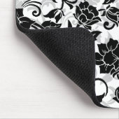 Tapis De Souris Fleurs à rayures noir et gris (Coin)