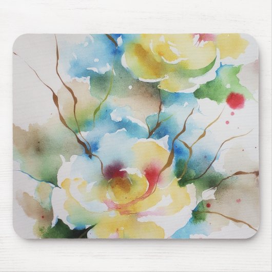 Tapis De Souris Fleurs Abstraites d'aquarelle (Devant)