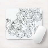 Tapis De Souris Fleurs abstraites de printemps noir et blanc (Avec souris)