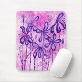 Tapis De Souris Fleurs Abstraites encrées violet rose (Avec souris)