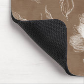 Tapis De Souris Fleurs Abstraites Marron Blanc (Coin)