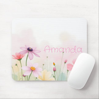 Tapis De Souris Fleurs Aquarelle Prairie Jolie Florale
