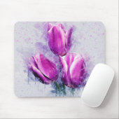 Tapis De Souris Fleurs aquarelles (Avec souris)