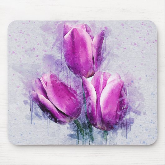 Tapis De Souris Fleurs aquarelles (Devant)