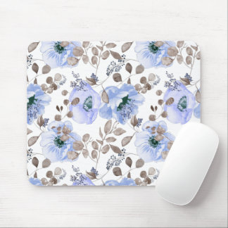 Tapis De Souris Fleurs Aquarelles Bleues Chic