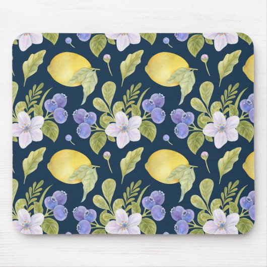 Tapis De Souris Fleurs aquarelles, bleuets et aigre (Devant)