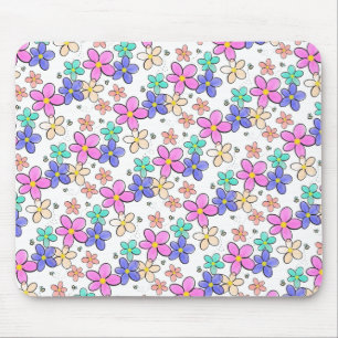 Tapis De Souris fleurs arc-en-ciel colorées lumineuses abeilles bo