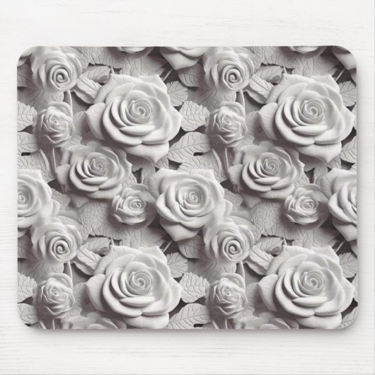 Tapis De Souris Fleurs blanches 3D élégantes (Devant)