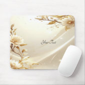 Tapis de souris Fleurs Blanches et Dorées (Avec souris)