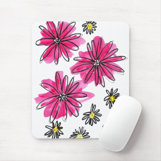 Tapis De Souris Fleurs blanches et roses (Avec souris)