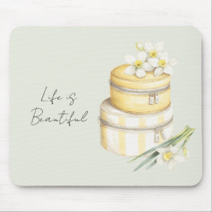 Tapis De Souris Fleurs blanches jaunes