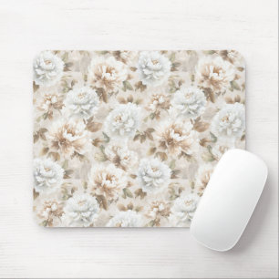 Tapis De Souris Fleurs Blanches Marron