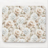 Tapis De Souris Fleurs Blanches Marron (Devant)