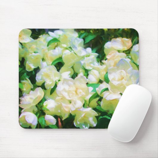 Tapis De Souris Fleurs blanches Mousepad (Avec souris)
