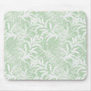 Tapis De Souris Fleurs blanches sur vert clair.