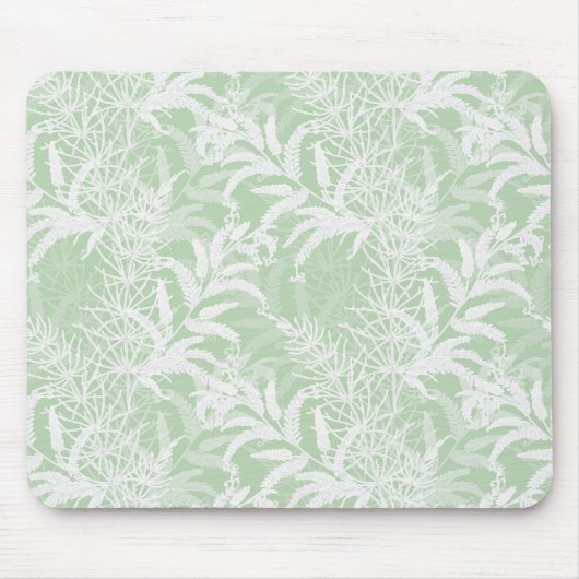 Tapis De Souris Fleurs blanches sur vert clair. (Devant)