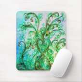 Tapis De Souris FLEURS BLANCHES vert vif bleu jaune (Avec souris)