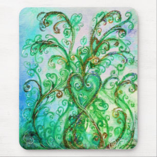 Tapis De Souris FLEURS BLANCHES vert vif bleu jaune