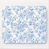 Tapis De Souris Fleurs Bleu Blanc (Devant)