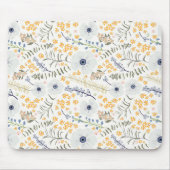 Tapis De Souris Fleurs Bleu Jaune Motif botanique (Devant)
