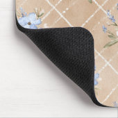Tapis De Souris Fleurs Bleues Blanches Beige (Coin)