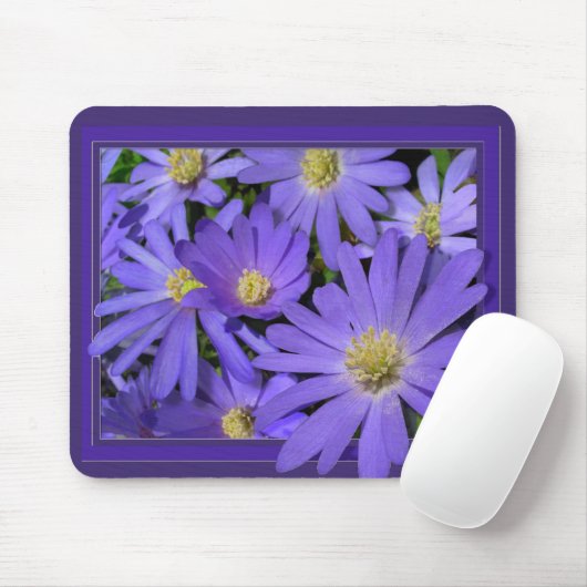 Tapis de souris Fleurs Bleues Cadeaux d'ordinateur (Avec souris)