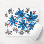 Tapis De Souris Fleurs bleues et blanches (Avec souris)