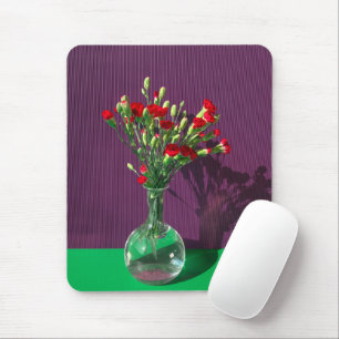 Tapis De Souris Fleurs Bouquet Carantion Rouge